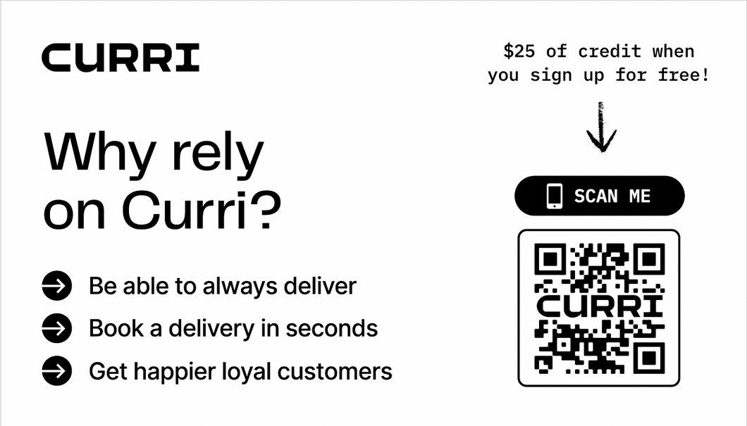 Curri Driver Referral business cards - bundles of 20 cards